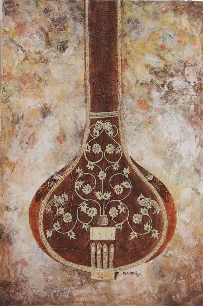  Title : '' Tanpura''   |    Medium : Acrylic and mixed media on canvas  |   Size 24'' x 36''   | Sold