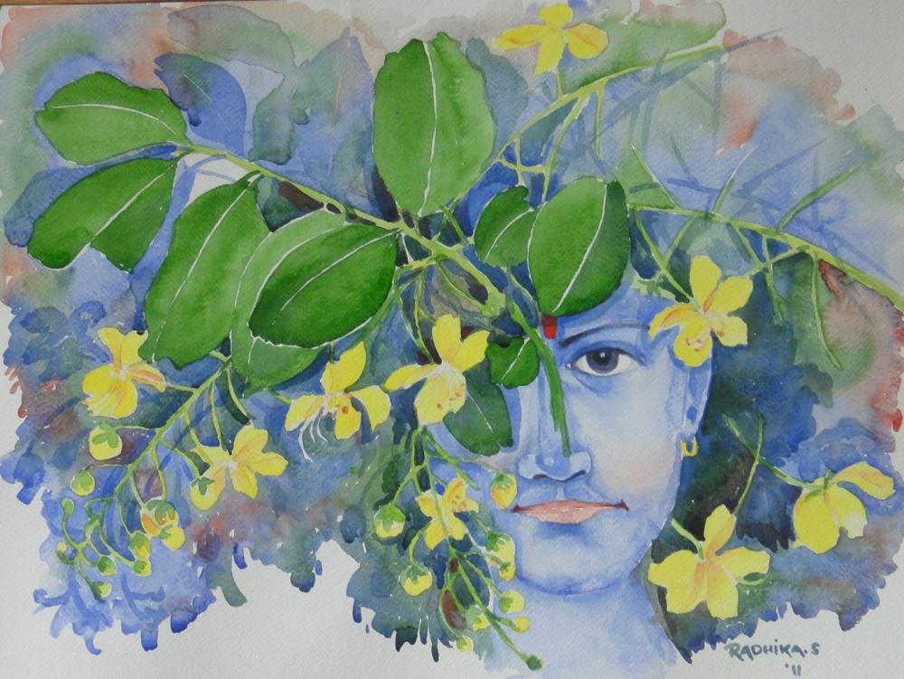  Title : Krishna III   |    Medium : Transparent water colour  |   Size 24'' 16''   | Sold