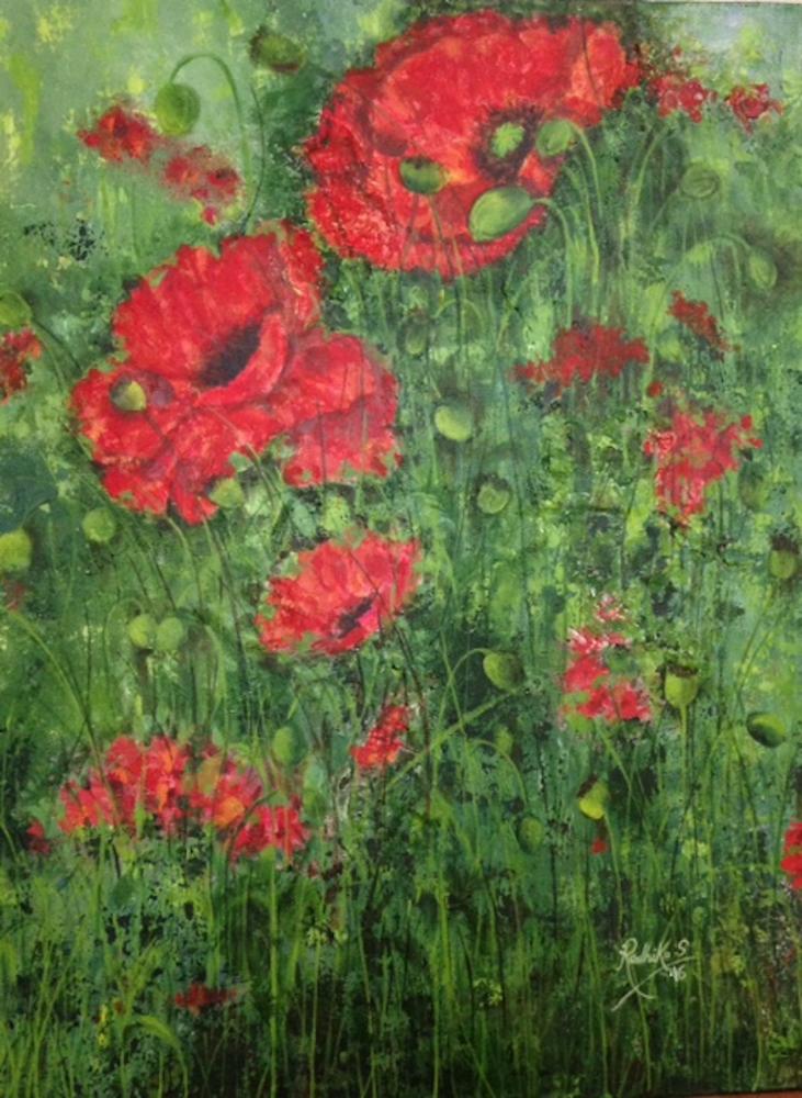  Title : Poppies   |    Medium : Acrylic on canvas  |   Size 30'' x 40''   | Sold